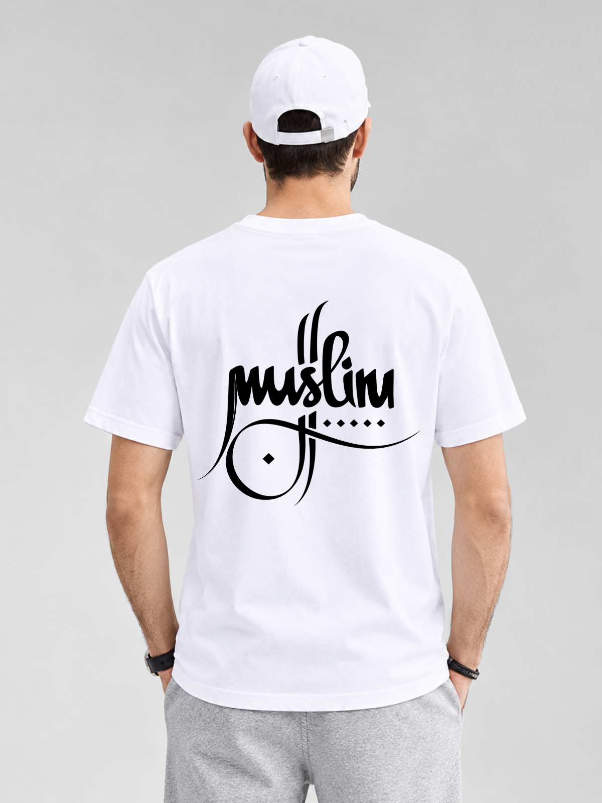 Deen Bazar Muslim Calligraphy White T-Shirt – Front & Back Print
