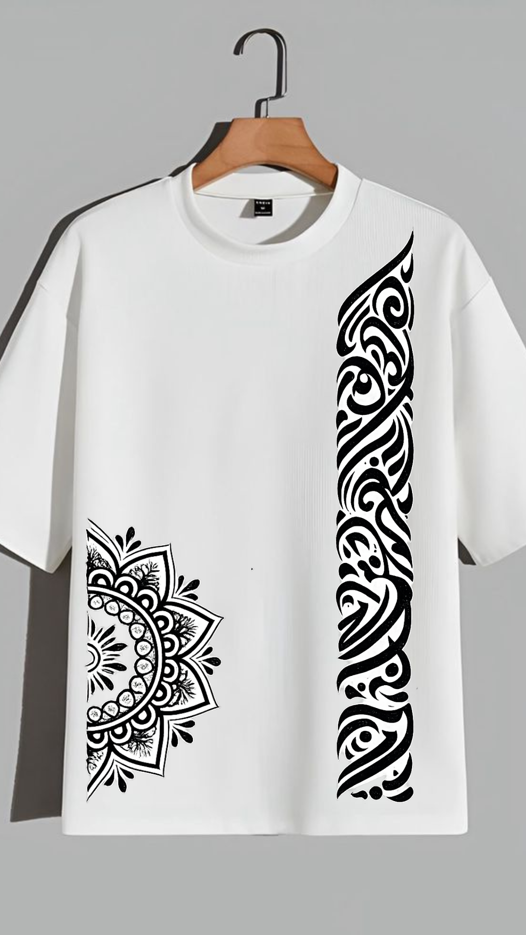 Noor Calligraphy Oversized T-Shirt – White | 210 GSM Premium Cotton