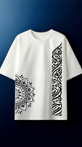 Noor Calligraphy Oversized T-Shirt – White | 210 GSM Premium Cotton