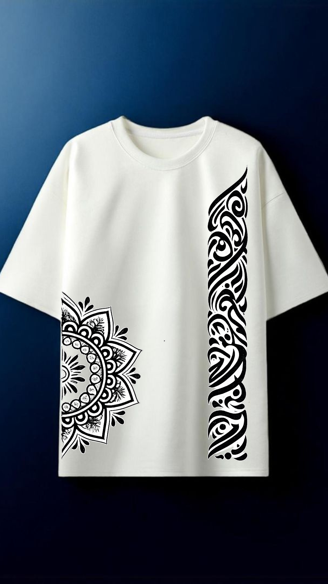 Noor Calligraphy Oversized T-Shirt – White | 210 GSM Premium Cotton