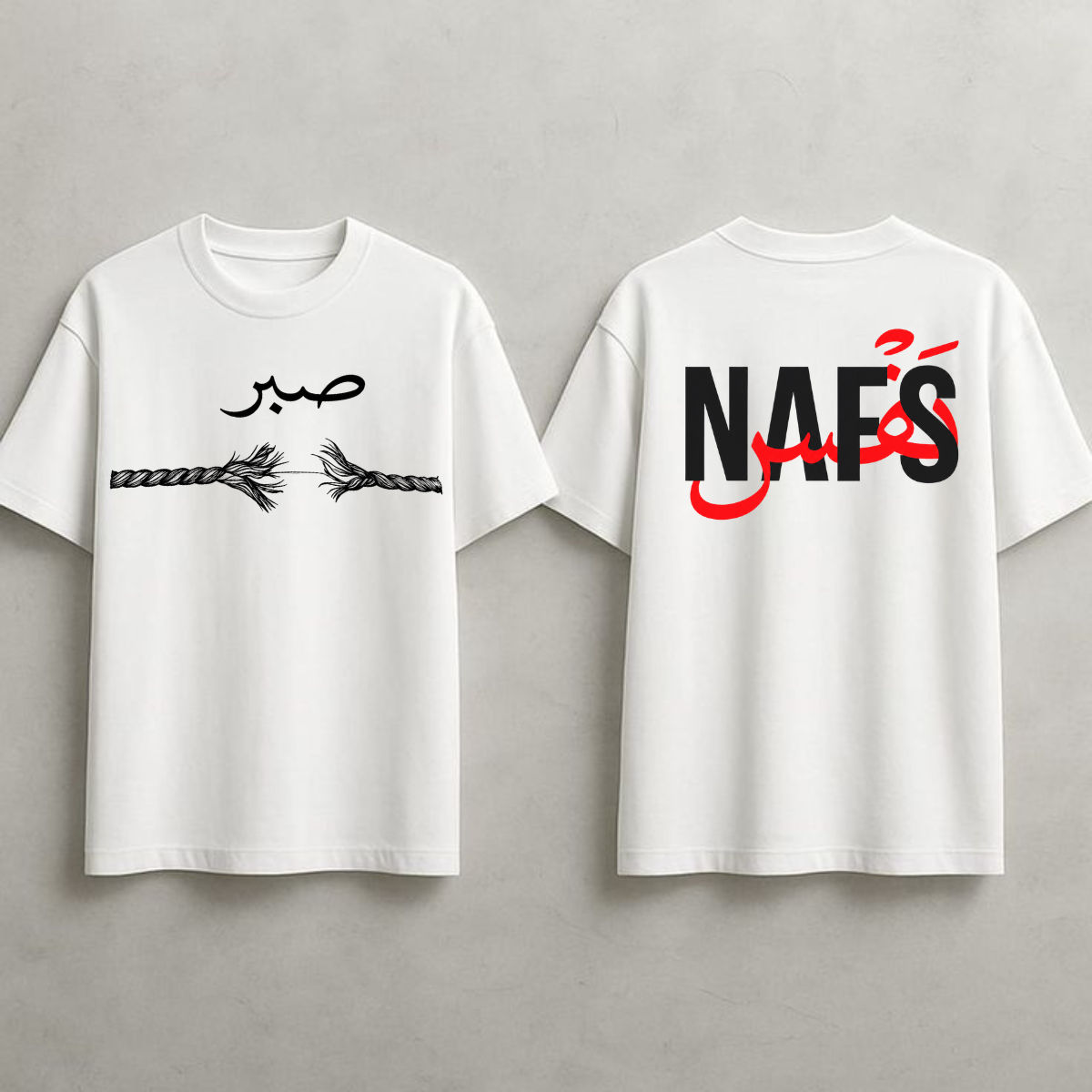 **🖤 Sabr & Nafs – Premium Islamic T-Shirt | 210 GSM 100% Cotton**
