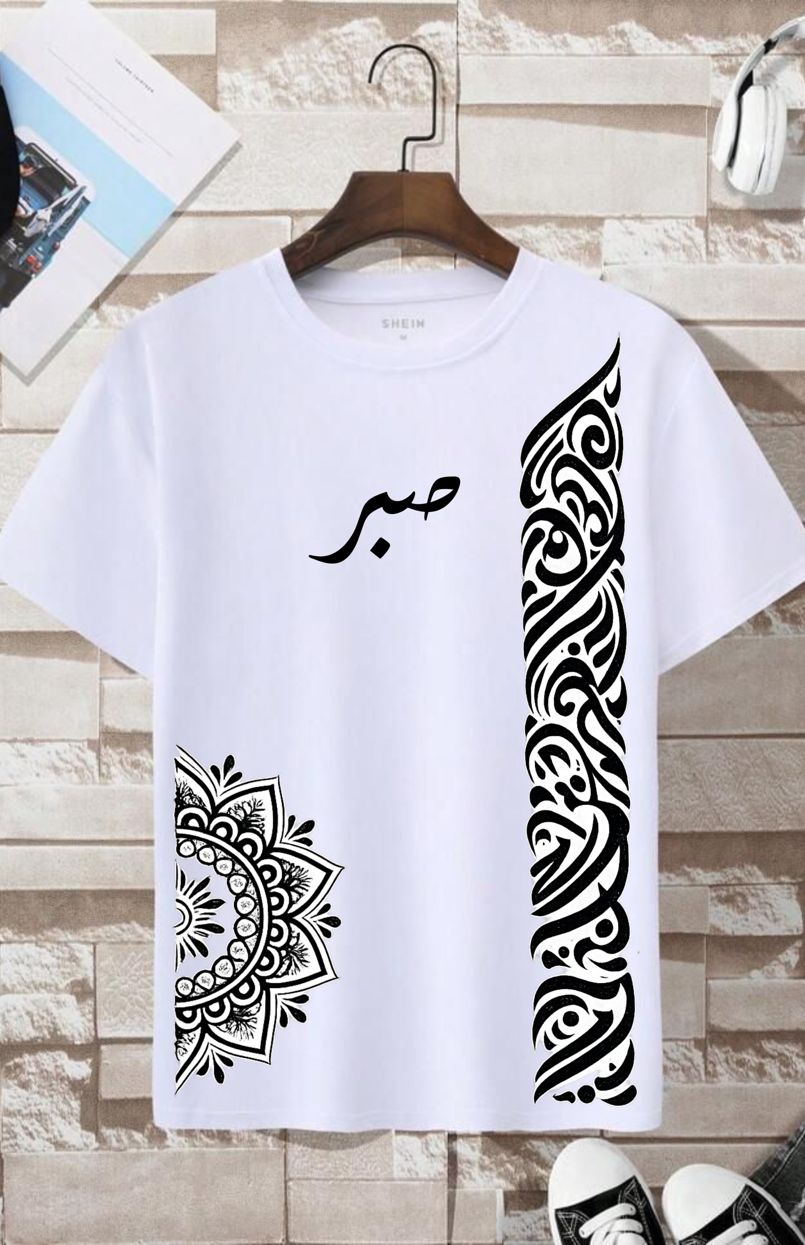 Noor Calligraphy Oversized T-Shirt – White | 210 GSM Premium Cotton