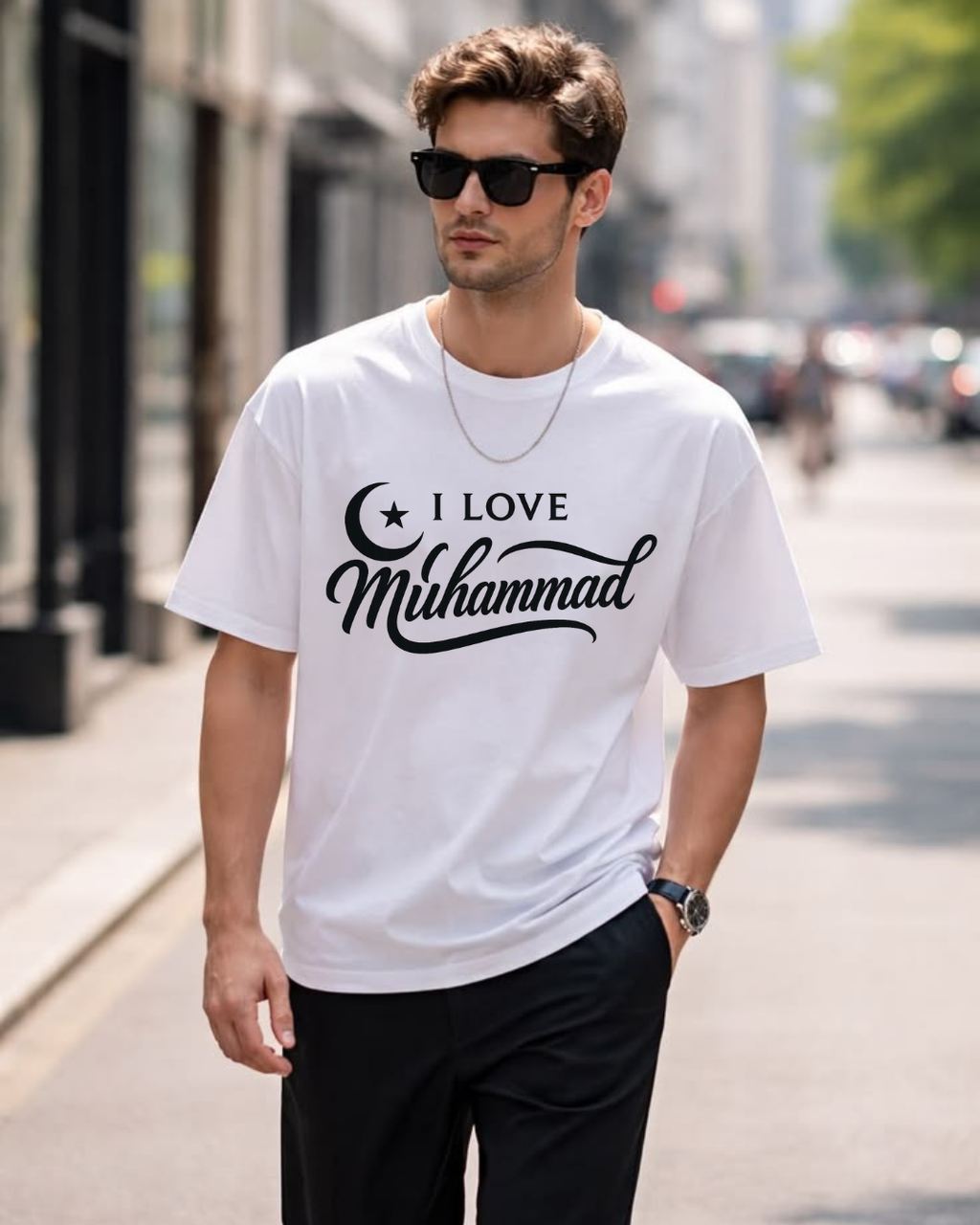 I Love Muhammad ﷺ Premium Oversized T-Shirt | 210 GSM | 100% Cotton