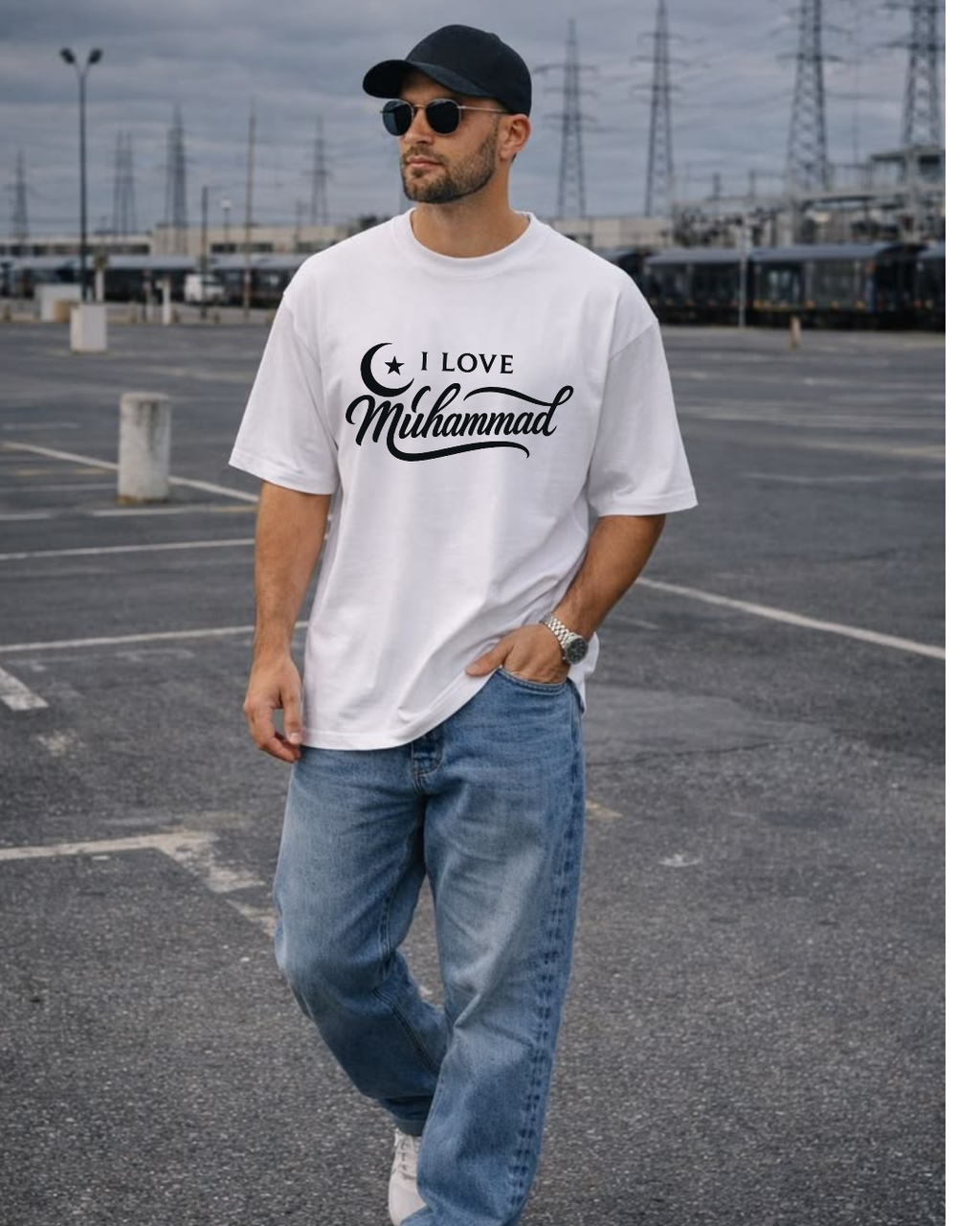I Love Muhammad ﷺ Premium Oversized T-Shirt | 210 GSM | 100% Cotton