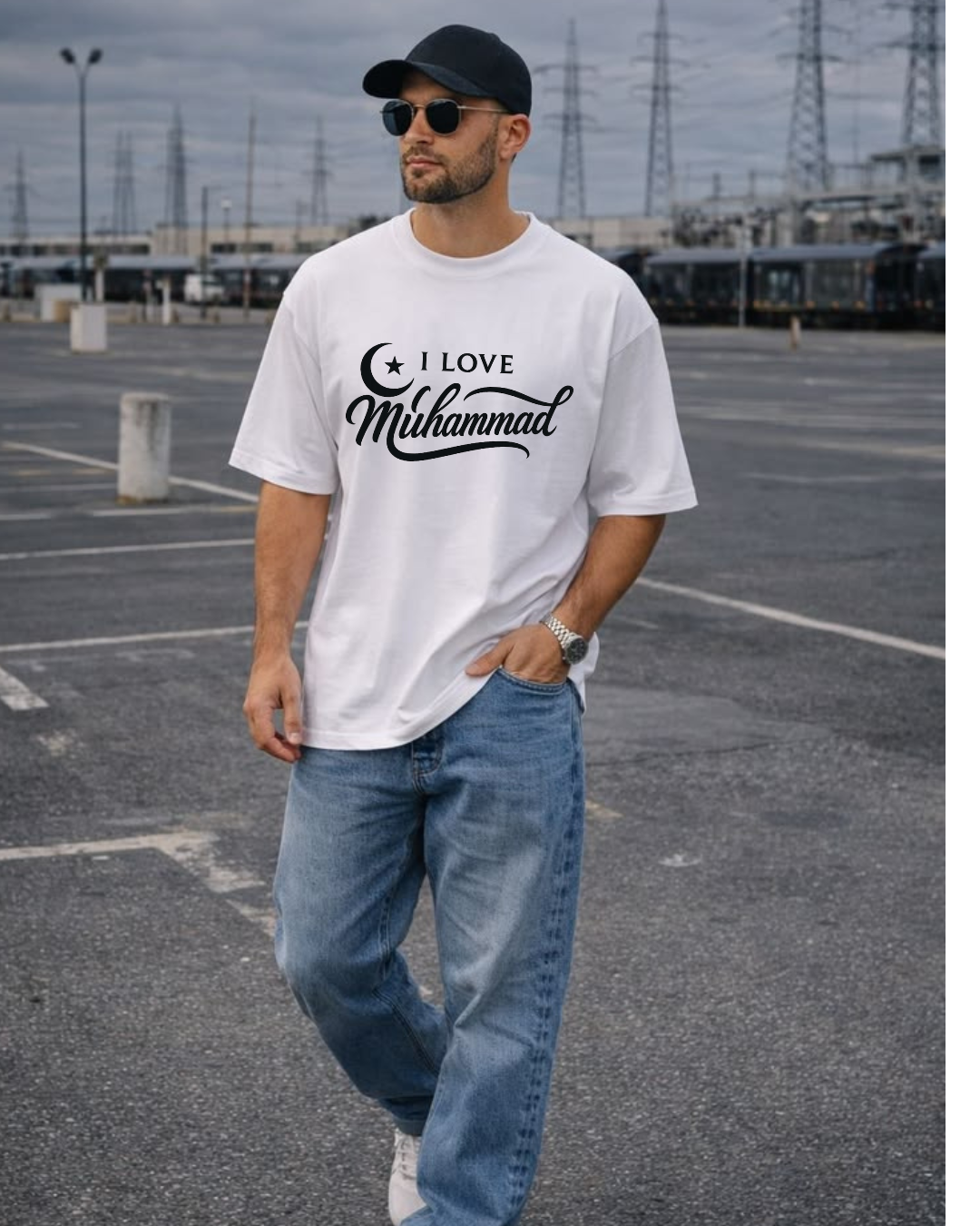 I Love Muhammad ﷺ Premium Oversized T-Shirt | 210 GSM | 100% Cotton