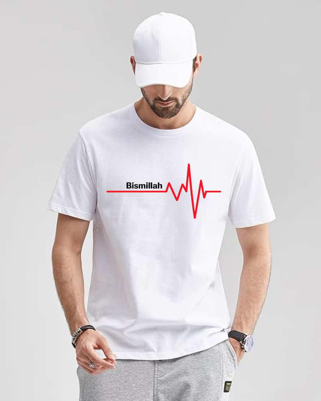 Bismillah Heartbeat Premium Oversized T-Shirt | 210 GSM | 100% Cotton