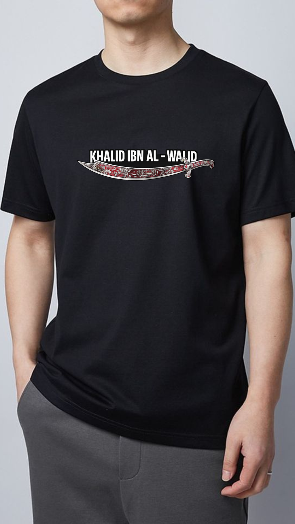 Khalid Ibn Al-Walid Legacy Tee – Black | 210 GSM Premium Cotton ⚔️