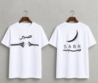 Sabr Patience Islamic T-Shirt | Crescent Moon & Arabic Typography