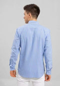 Men’s Blue Striped Shirt – Regular Fit Long Sleeve Casual Shirt