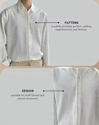 Men’s White Self-Design Shirt – Regular Fit Long Sleeve Casual Shirt