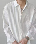 Men’s White Self-Design Shirt – Regular Fit Long Sleeve Casual Shirt