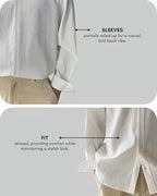 Men’s White Self-Design Shirt – Regular Fit Long Sleeve Casual Shirt