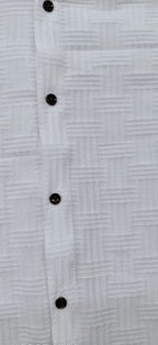 Men’s White Checked Shirt – Regular Fit Long Sleeve Casual Shirt