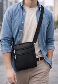Men’s Black Pu Leather Sling Bag | Stylish Crossbody Shoulder Bag for Men | Office, Travel & Daily Use