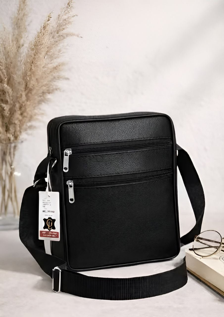 Men’s Black Pu Leather Sling Bag | Stylish Crossbody Shoulder Bag for Men | Office, Travel & Daily Use