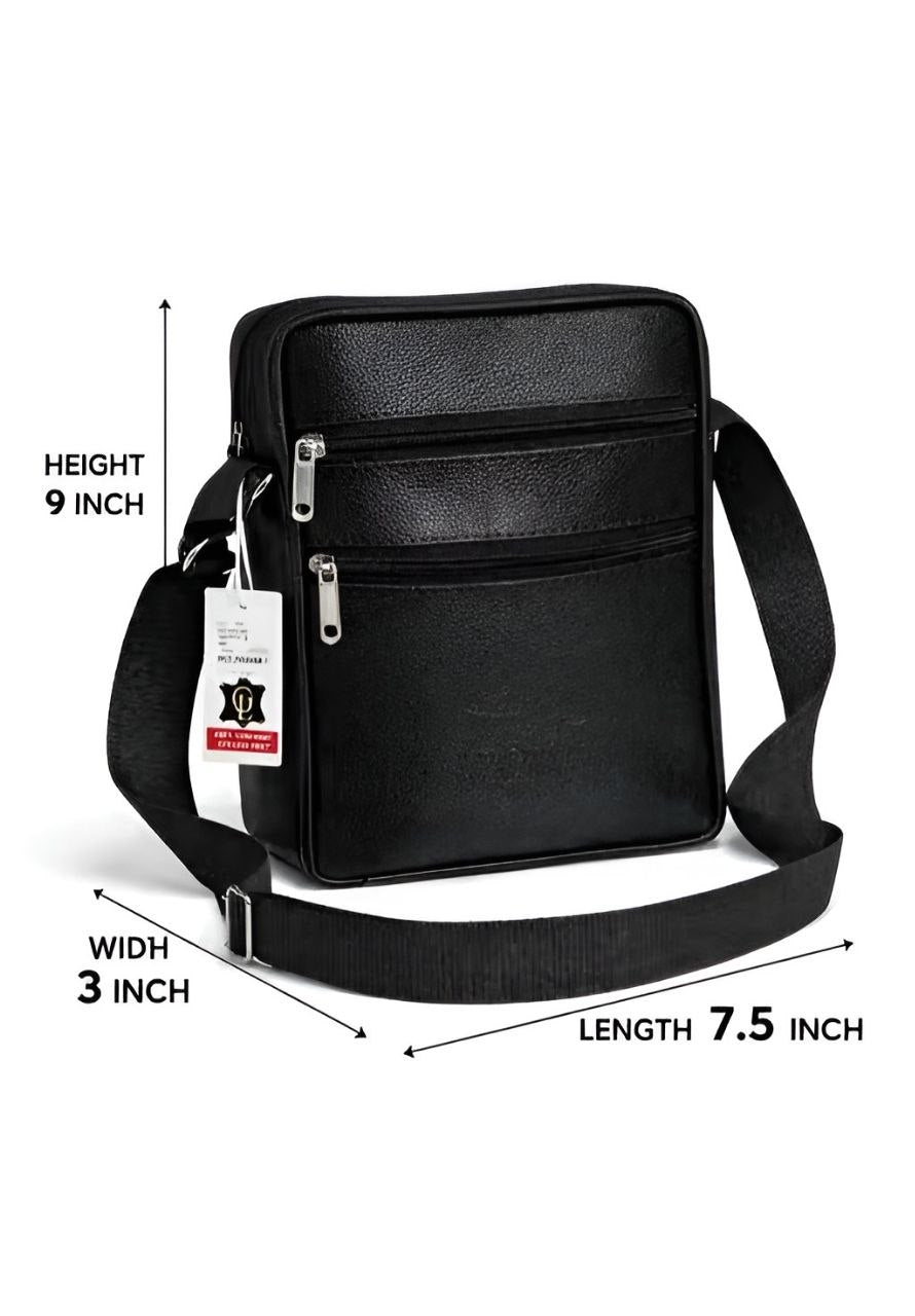 Men’s Black Pu Leather Sling Bag | Stylish Crossbody Shoulder Bag for Men | Office, Travel & Daily Use