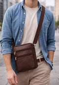 Men Sling Bag Side Bag for Men Travel Tan ,Crossbody Shoulder Bag
