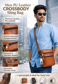 Men Sling Bag Side Bag for Men Travel Tan ,Crossbody Shoulder Bag