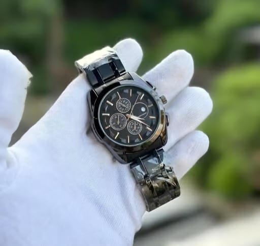 Deen Bazar Day & Date Men's Black Chain Analog Watch – Classic Professional Style