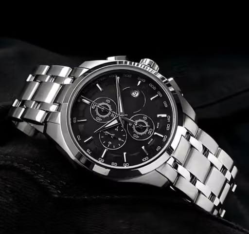 Deen Bazar Trendi Professional Men's Black Dial Silver Chain Analog Watch