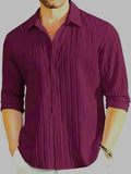 Purple Striped Popcorn Shirt for Men | Regular Fit Long Sleeve Casual Shirt