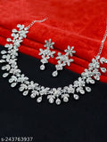 Deen Bazar Women's Floral Design Alloy Necklace and Earrings Jewellery Set