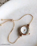 Deen Bazar Unisex Beige Chain Analog Watch – Elegant Casual Style