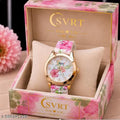 Deen Bazar Women's White Floral Dial Analog Watch with Silicone Strap for Women & Girls