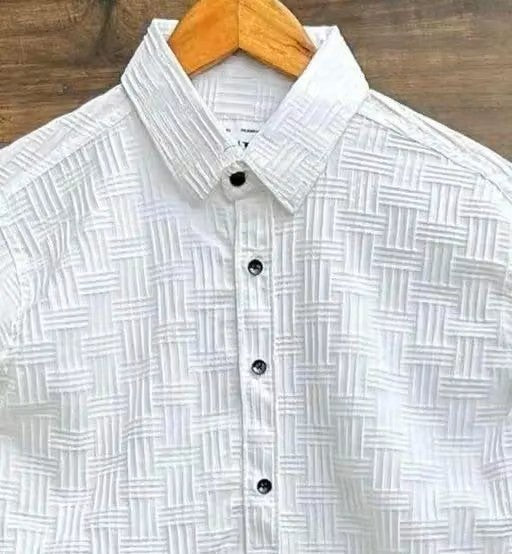 Men’s White Checked Shirt – Regular Fit Long Sleeve Casual Shirt